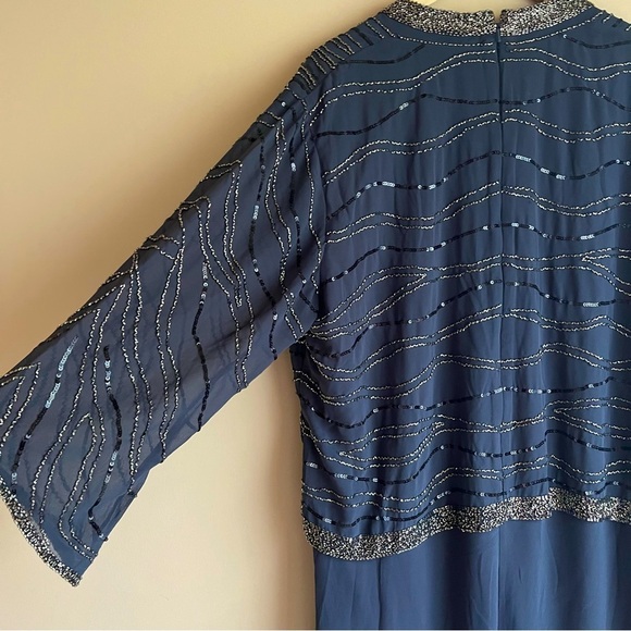 J Kara Navy Beaded Dress - NWT- Size 20W- with flutter sleeve - Picture 4 of 11